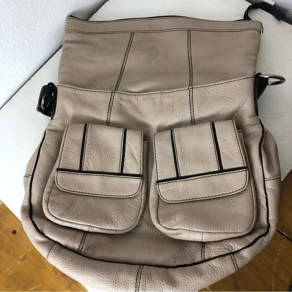 Oryany taupe Katie hobo shoulder bag flap front